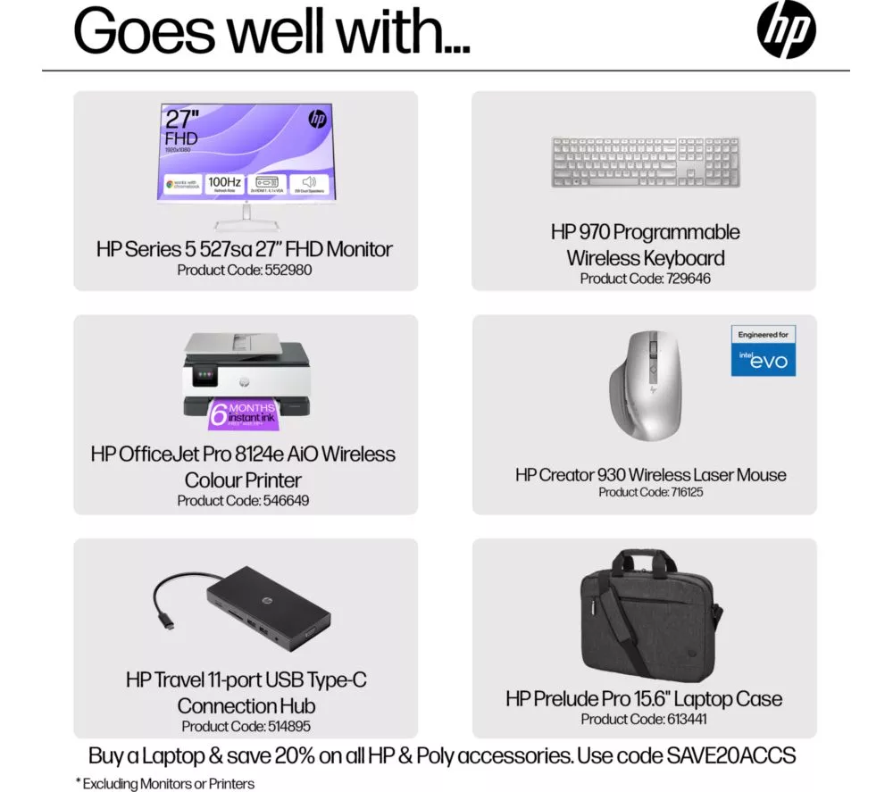 HP OmniBook X 14" Laptop, Copilot+ PC - Snapdragon X Plus, 512 GB SSD, Silver