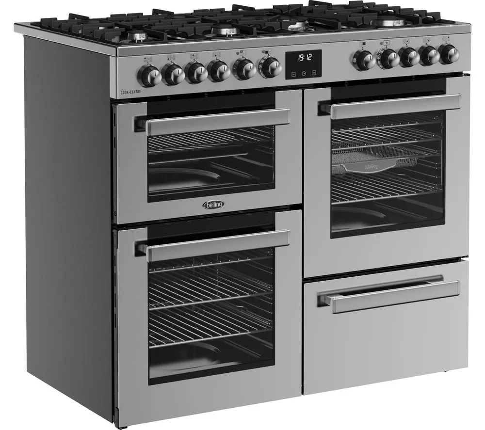 BELLING Cookcentre 100DF Dual Fuel Range Cooker - Stainless Steel & Chrome