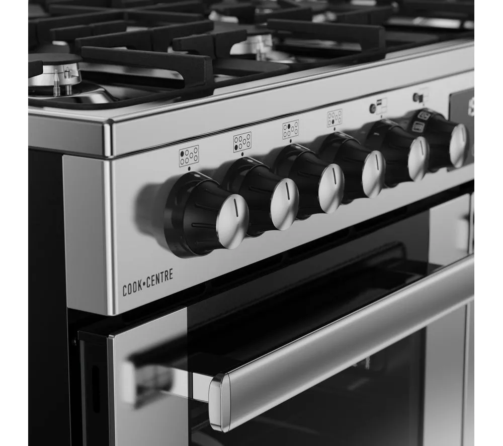 BELLING Cookcentre 100DF Dual Fuel Range Cooker - Stainless Steel & Chrome