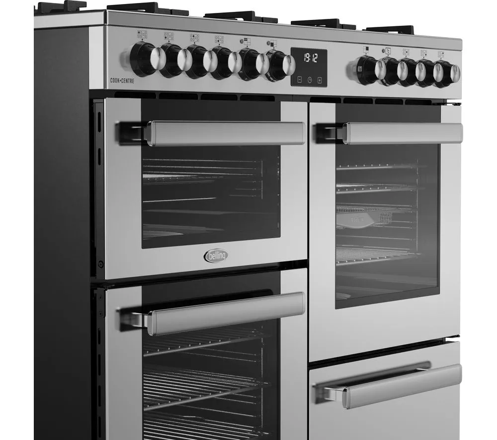 BELLING Cookcentre 100DF Dual Fuel Range Cooker - Stainless Steel & Chrome