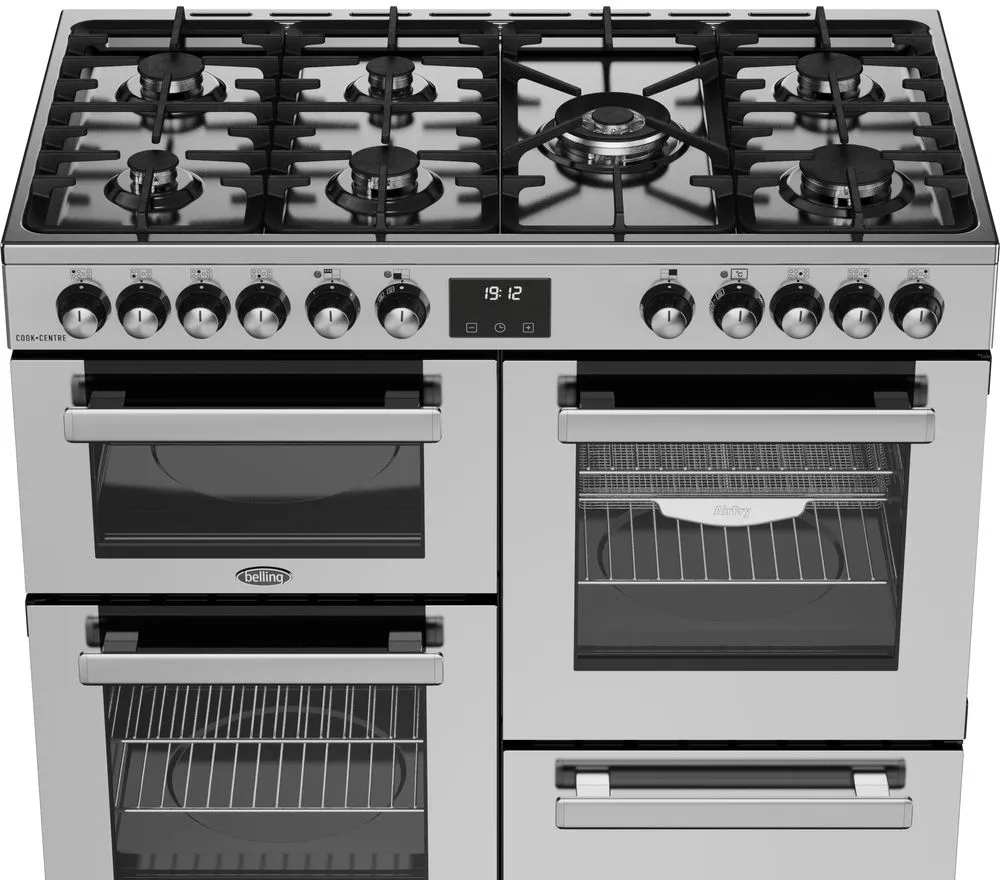 BELLING Cookcentre 100DF Dual Fuel Range Cooker - Stainless Steel & Chrome