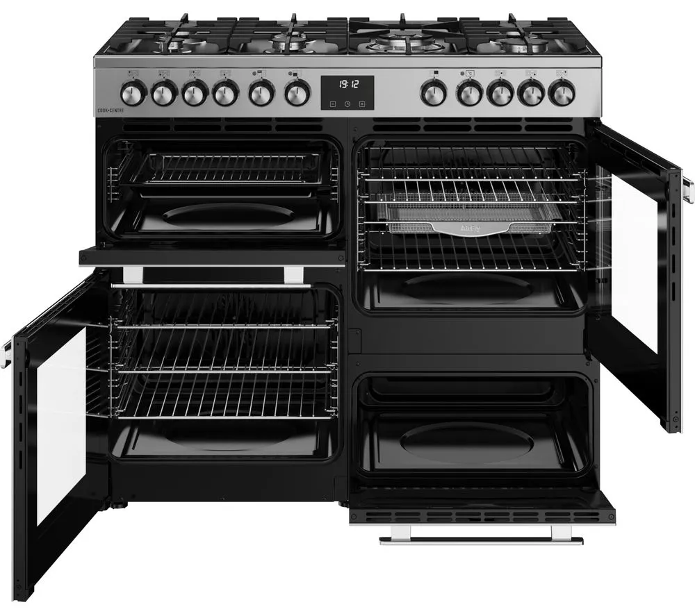 BELLING Cookcentre 100DF Dual Fuel Range Cooker - Stainless Steel & Chrome