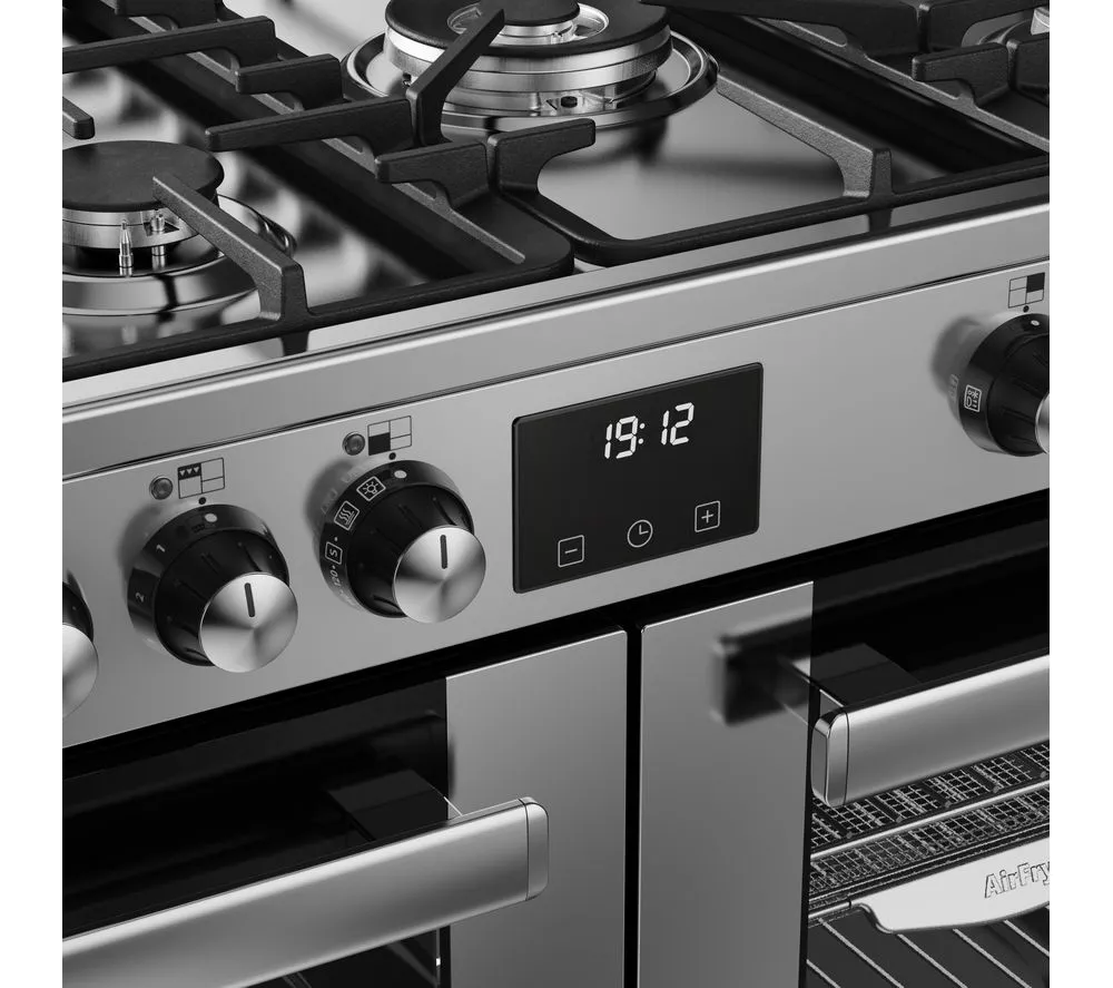 BELLING Cookcentre 100DF Dual Fuel Range Cooker - Stainless Steel & Chrome