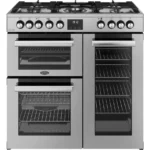 BELLING Cookcentre 90DF Dual Fuel Range Cooker - Stainless Steel & Chrome