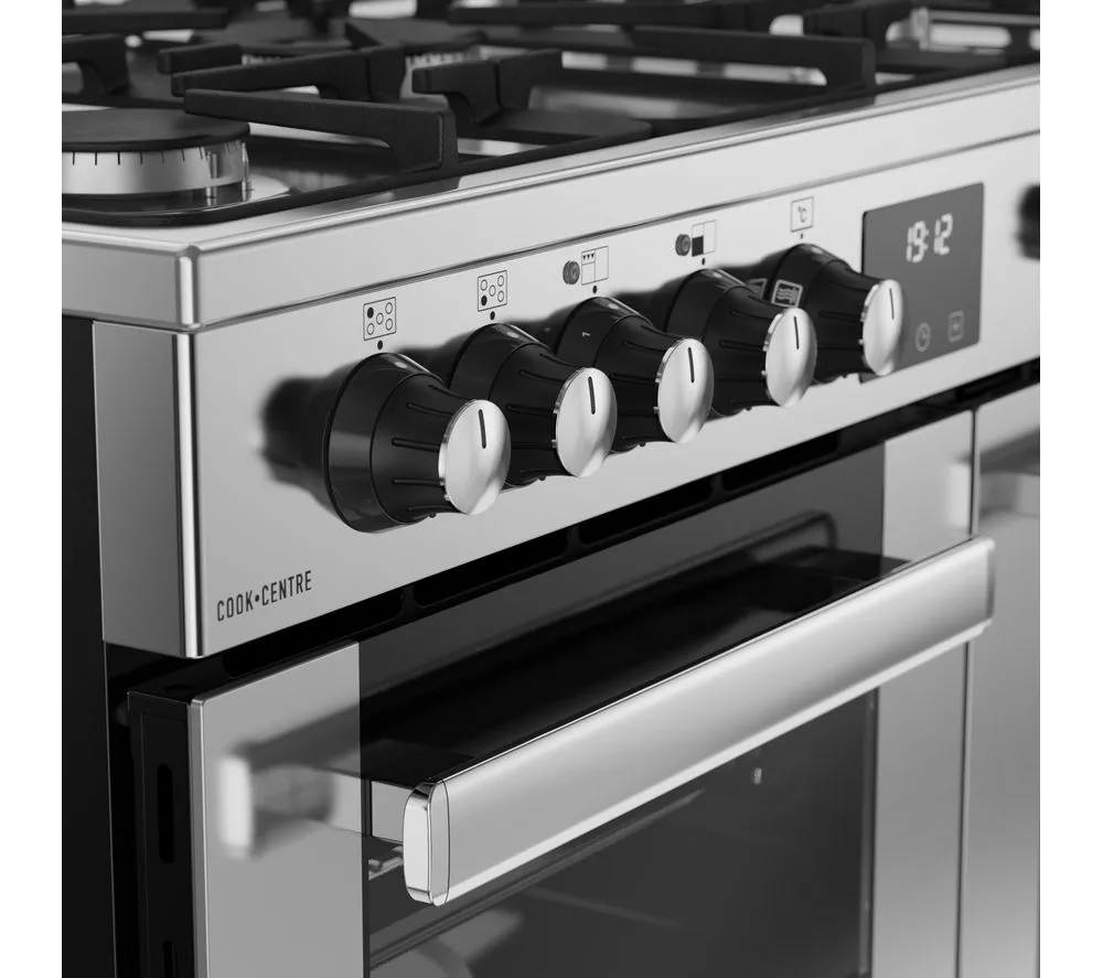 BELLING Cookcentre 90DF Dual Fuel Range Cooker - Stainless Steel & Chrome