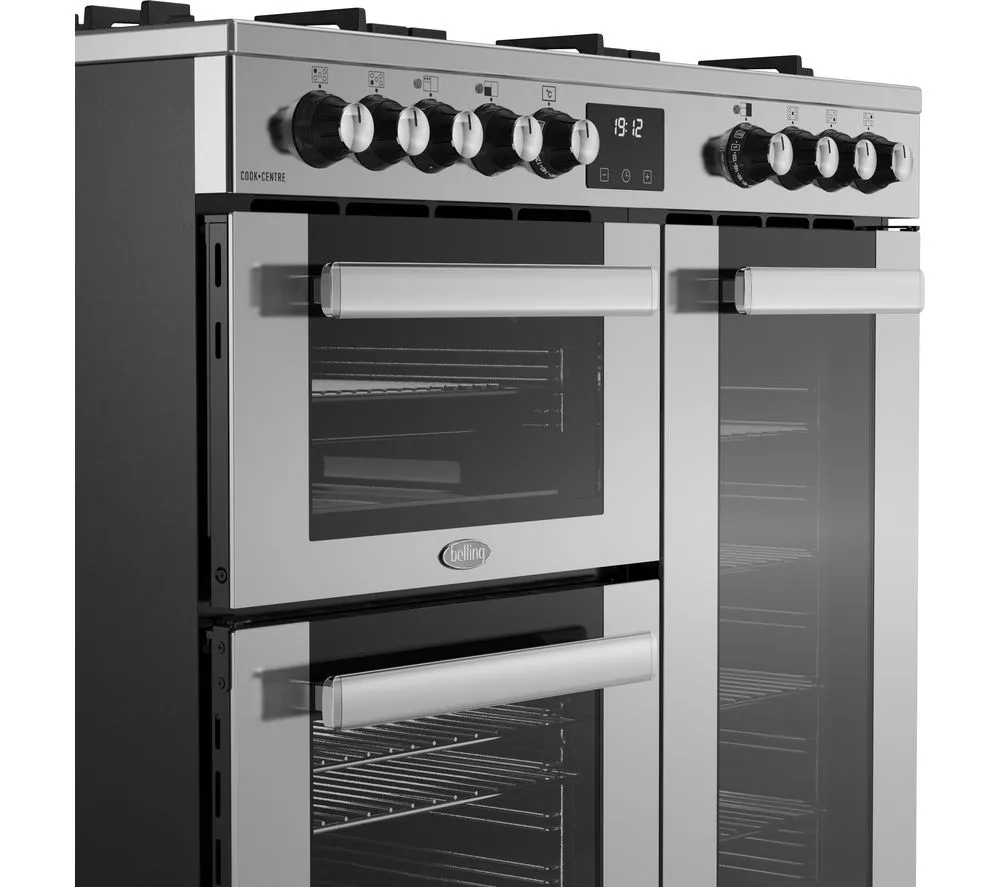 BELLING Cookcentre 90DF Dual Fuel Range Cooker - Stainless Steel & Chrome