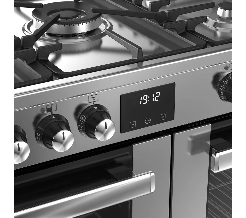BELLING Cookcentre 90DF Dual Fuel Range Cooker - Stainless Steel & Chrome