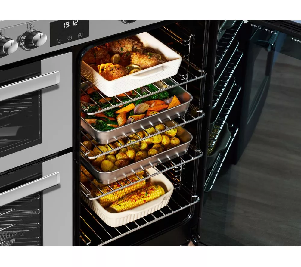 BELLING Cookcentre 90DF Dual Fuel Range Cooker - Stainless Steel & Chrome