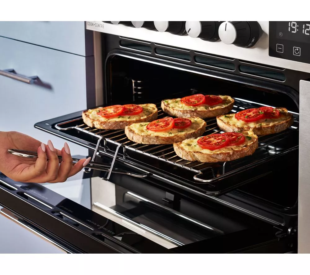 BELLING Cookcentre 90DF Dual Fuel Range Cooker - Stainless Steel & Chrome