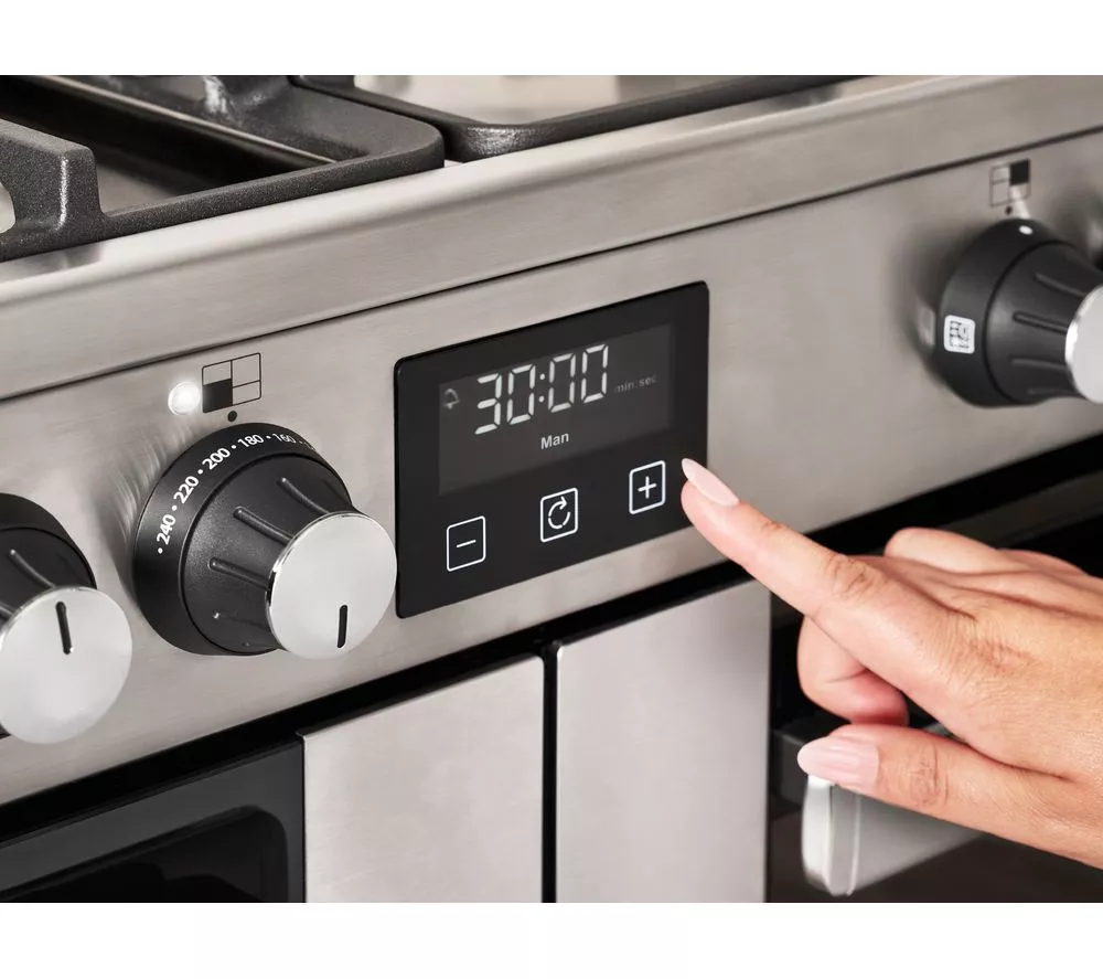 BELLING Cookcentre 90DF Dual Fuel Range Cooker - Stainless Steel & Chrome