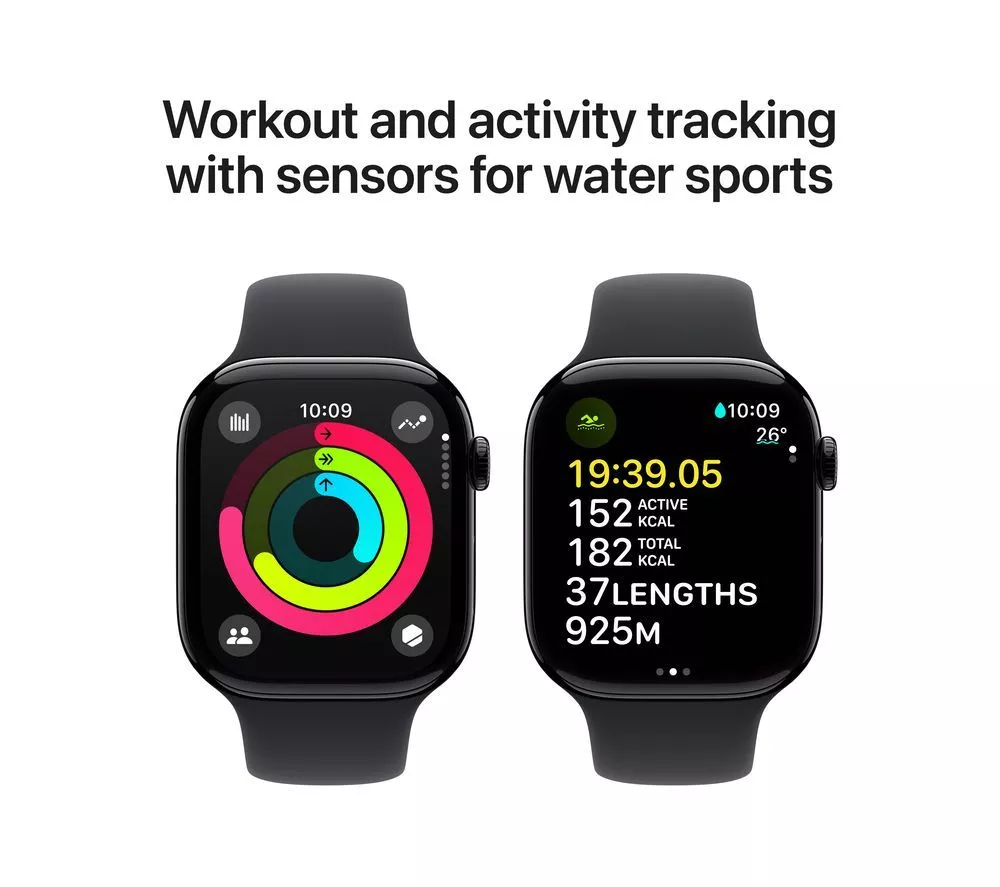 APPLE Watch Series 10 - 46 mm Jet Black Aluminium Case with Black Sport Band, S/M