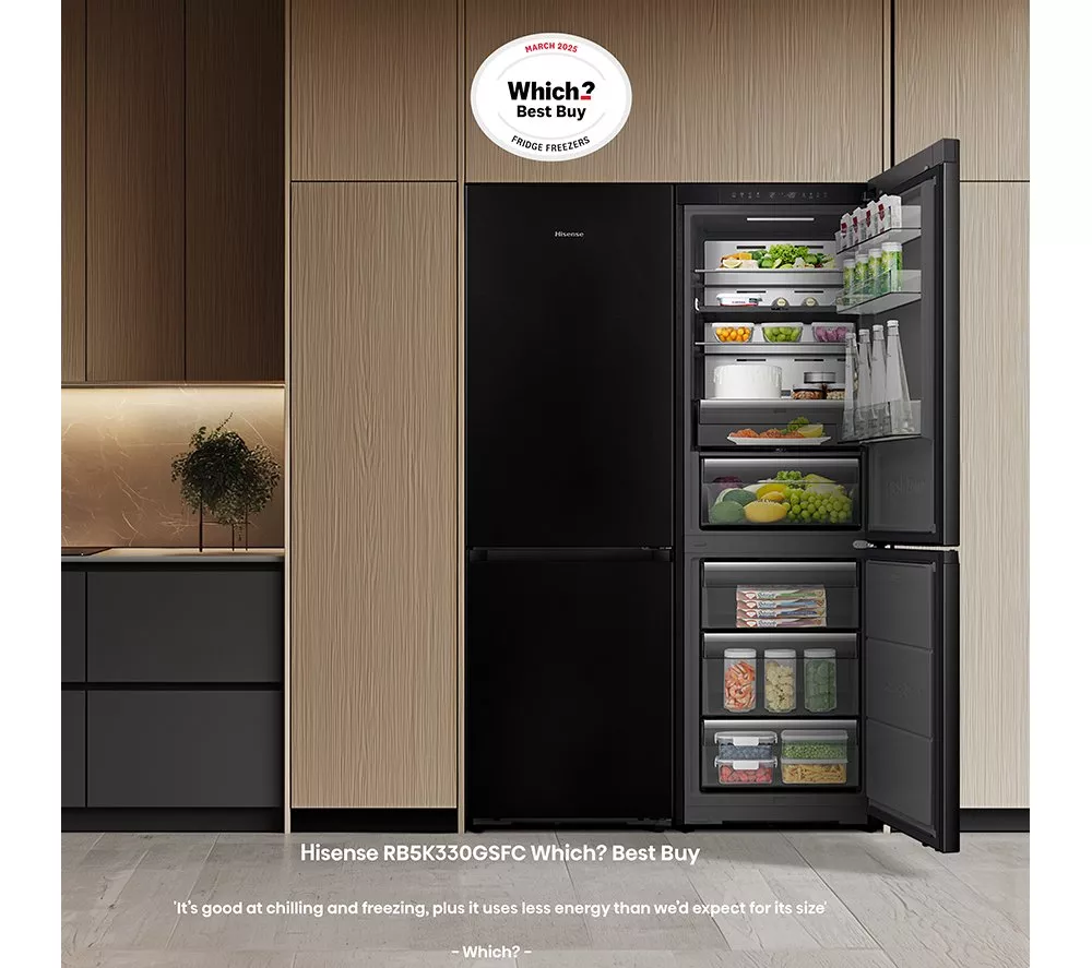 HISENSE KitchenFit RB5K330GSFC Smart 60/40 Fridge Freezer - Black