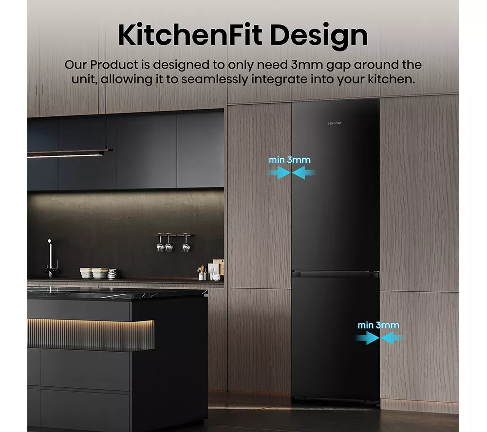 HISENSE KitchenFit RB5K330GSFC Smart 60/40 Fridge Freezer - Black