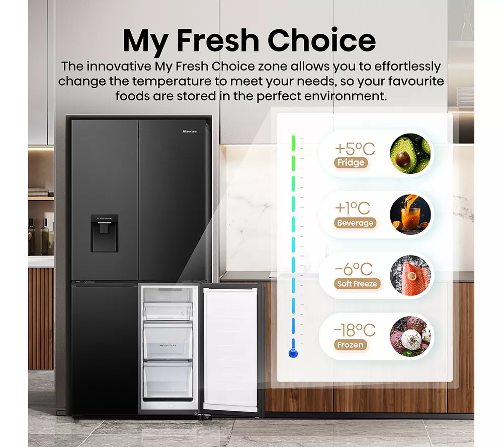 HISENSE PureFlat RQ5P470SMFE Smart Fridge Freezer - Black Stainless Steel