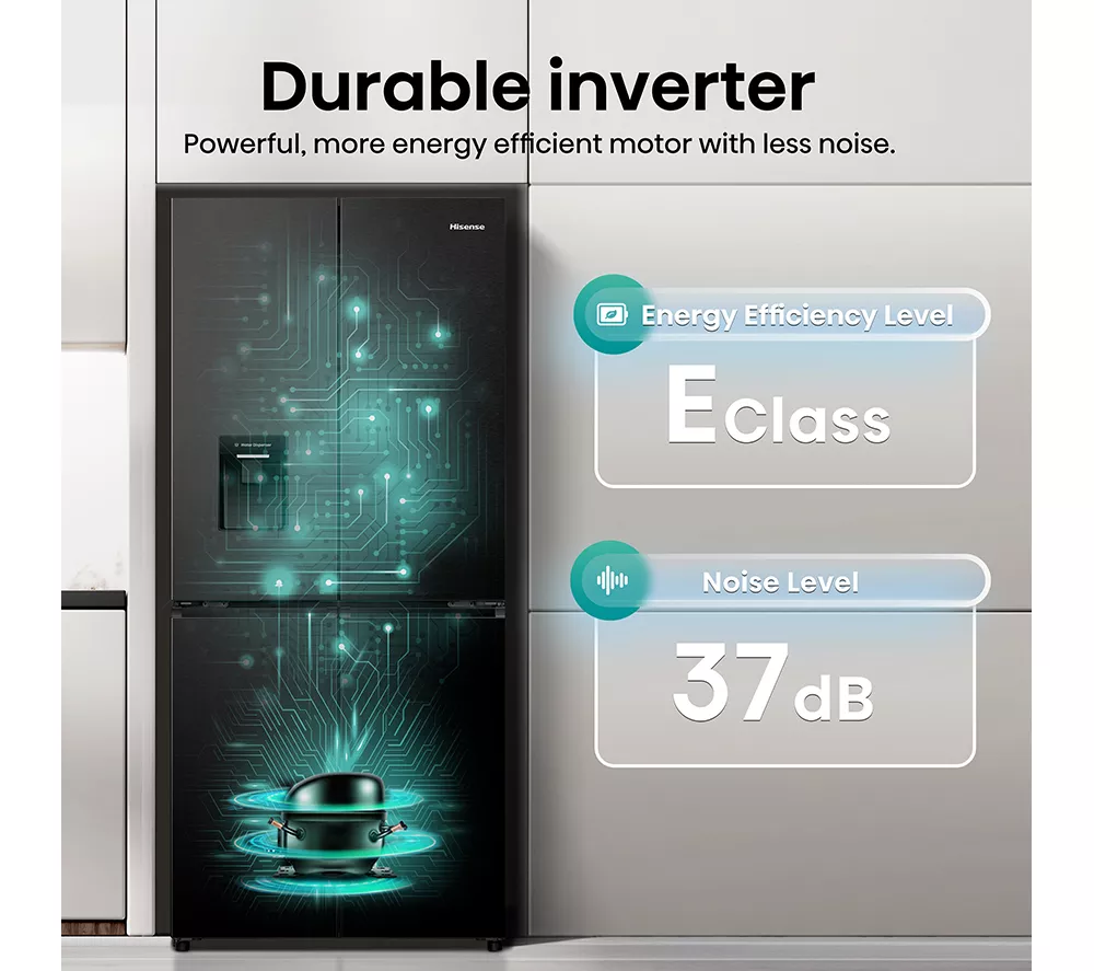 HISENSE PureFlat RQ5P470SMFE Smart Fridge Freezer - Black Stainless Steel