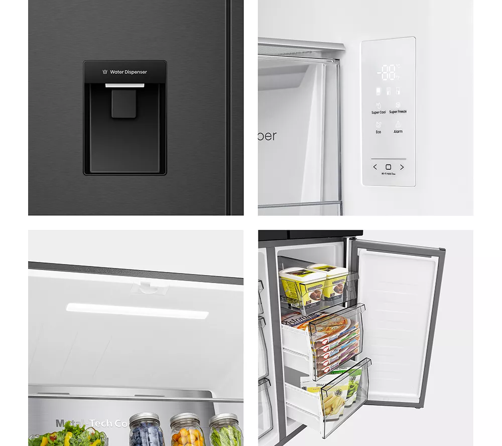 HISENSE PureFlat RQ5P470SMFE Smart Fridge Freezer - Black Stainless Steel