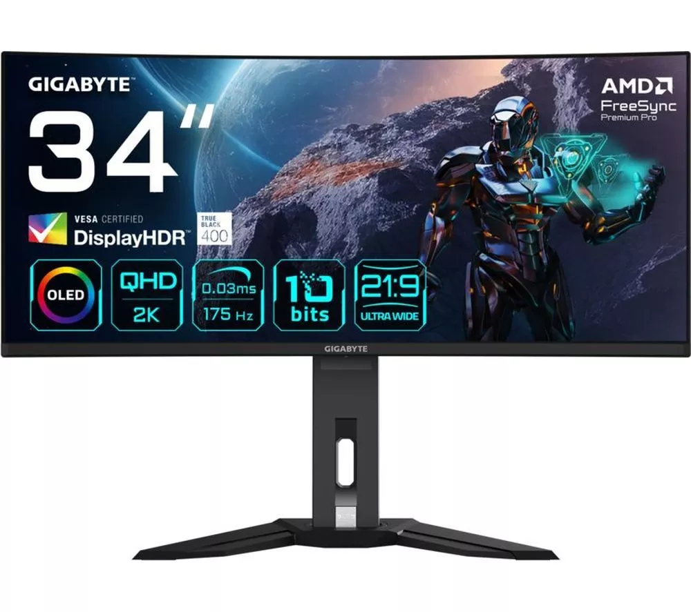 GIGABYTE MO34WQC Wide Quad HD 34" Curved OLED Gaming Monitor - Black
