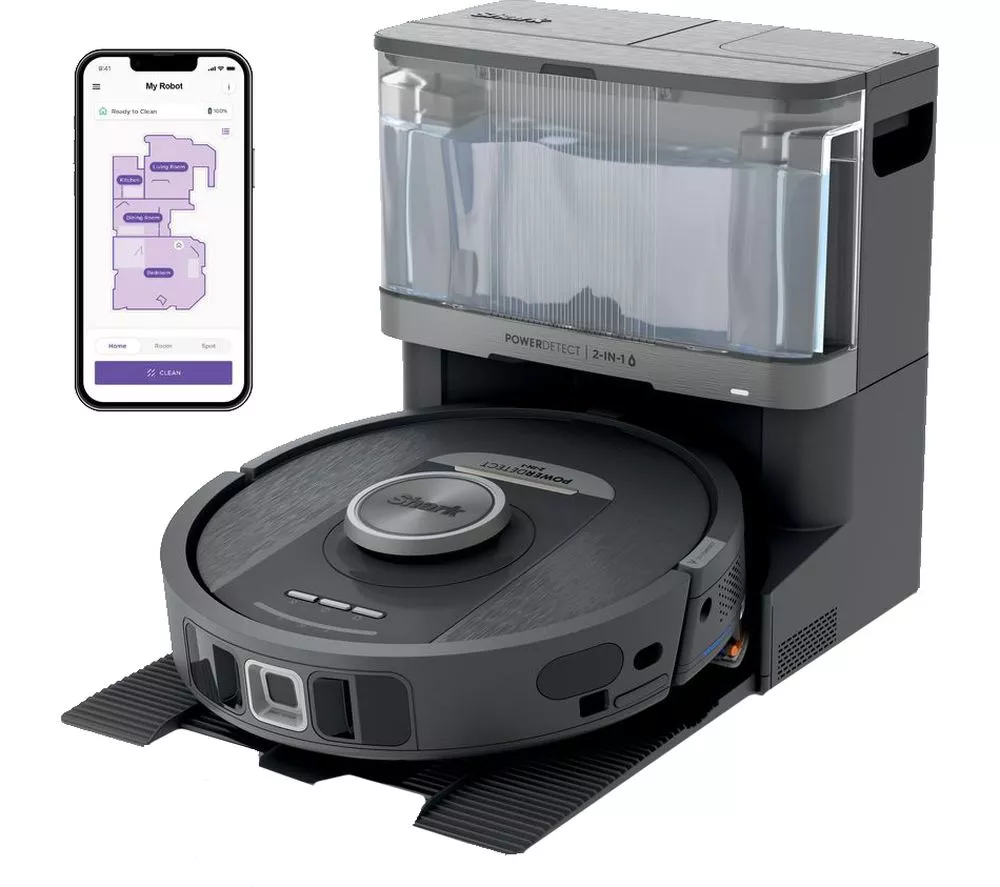 SHARK RV2800YEUK PowerDetect NeverTouch 2-in-1 Robot Vacuum Cleaner - Black & Silver