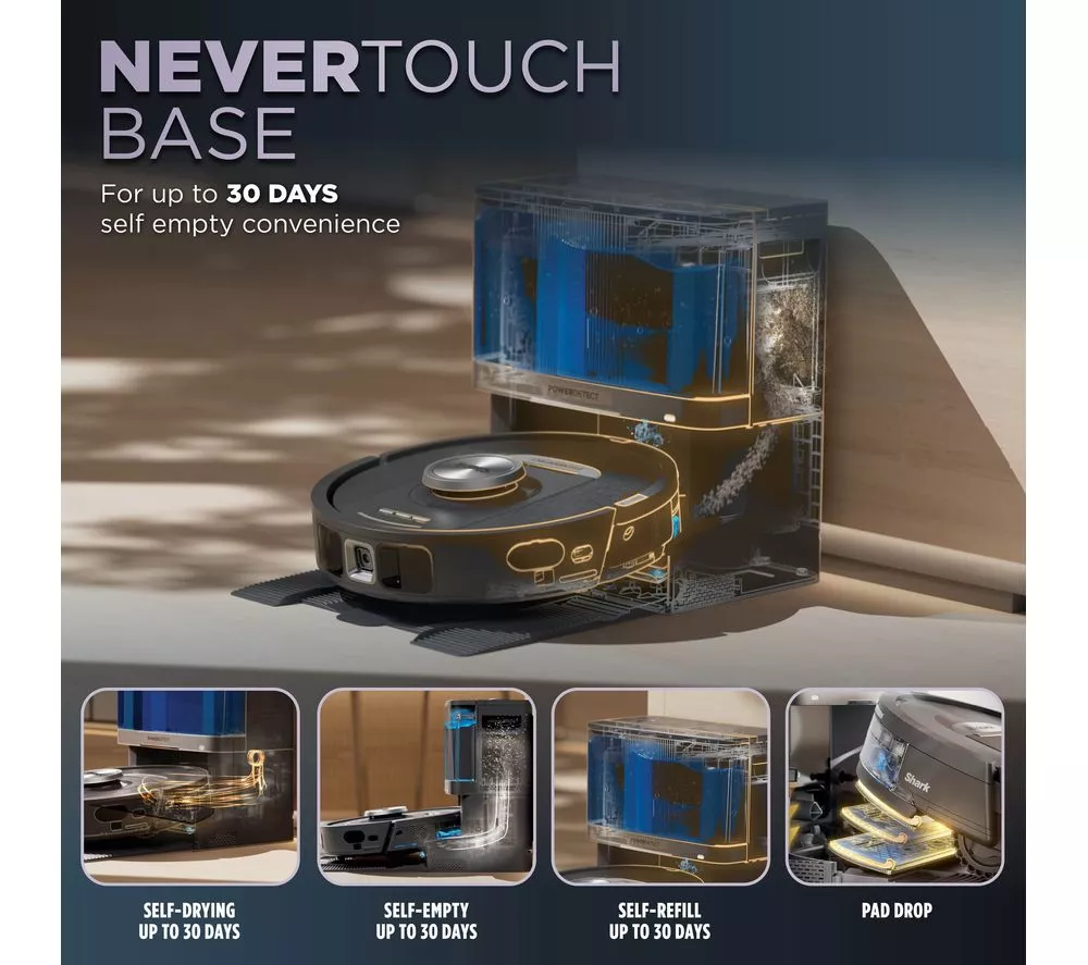 SHARK RV2800YEUK PowerDetect NeverTouch 2-in-1 Robot Vacuum Cleaner - Black & Silver