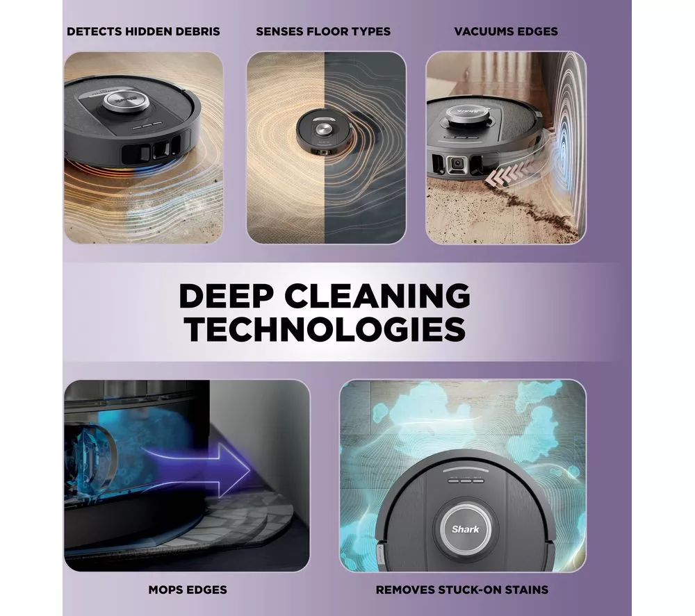SHARK RV2800YEUK PowerDetect NeverTouch 2-in-1 Robot Vacuum Cleaner - Black & Silver