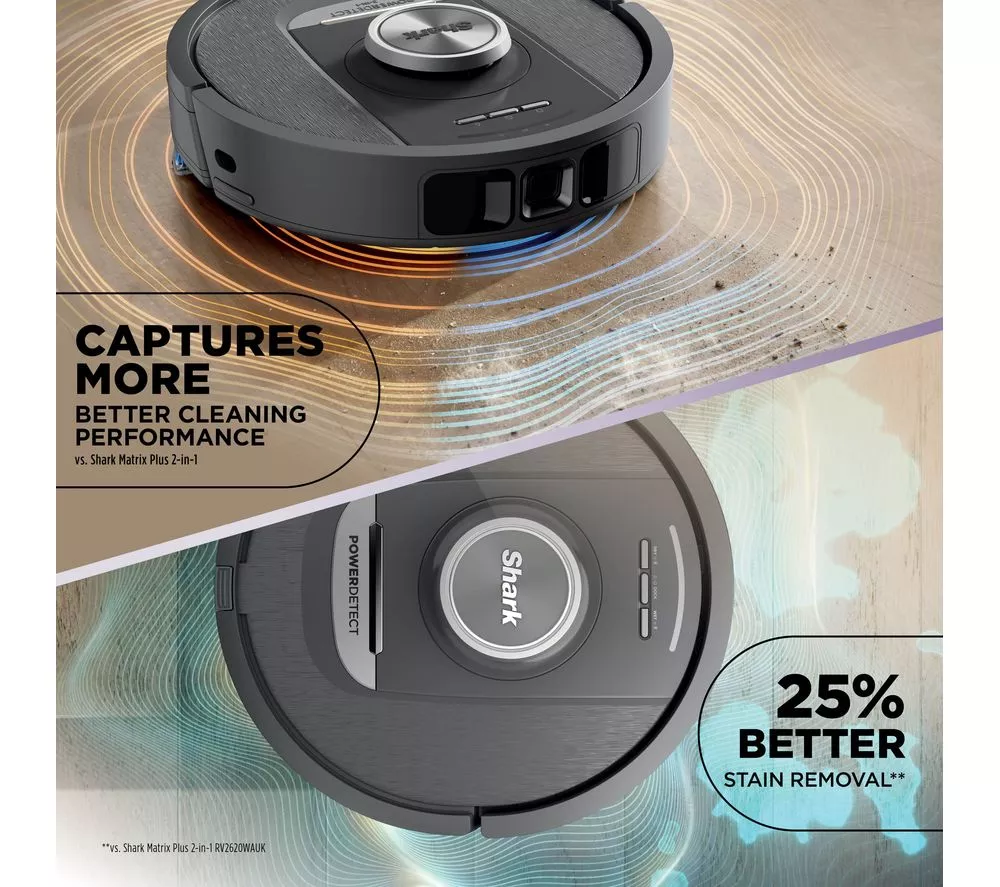 SHARK RV2800YEUK PowerDetect NeverTouch 2-in-1 Robot Vacuum Cleaner - Black & Silver