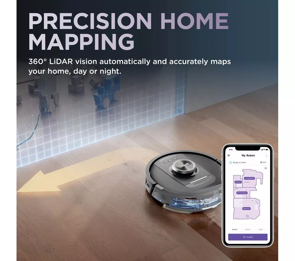 SHARK RV2800YEUK PowerDetect NeverTouch 2-in-1 Robot Vacuum Cleaner - Black & Silver
