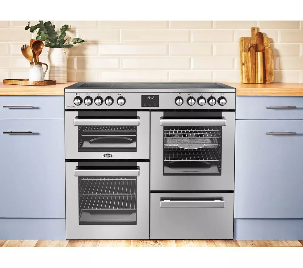 BELLING Cookcentre 100Ei Electric Induction Range Cooker - Stainless Steel & Chrome