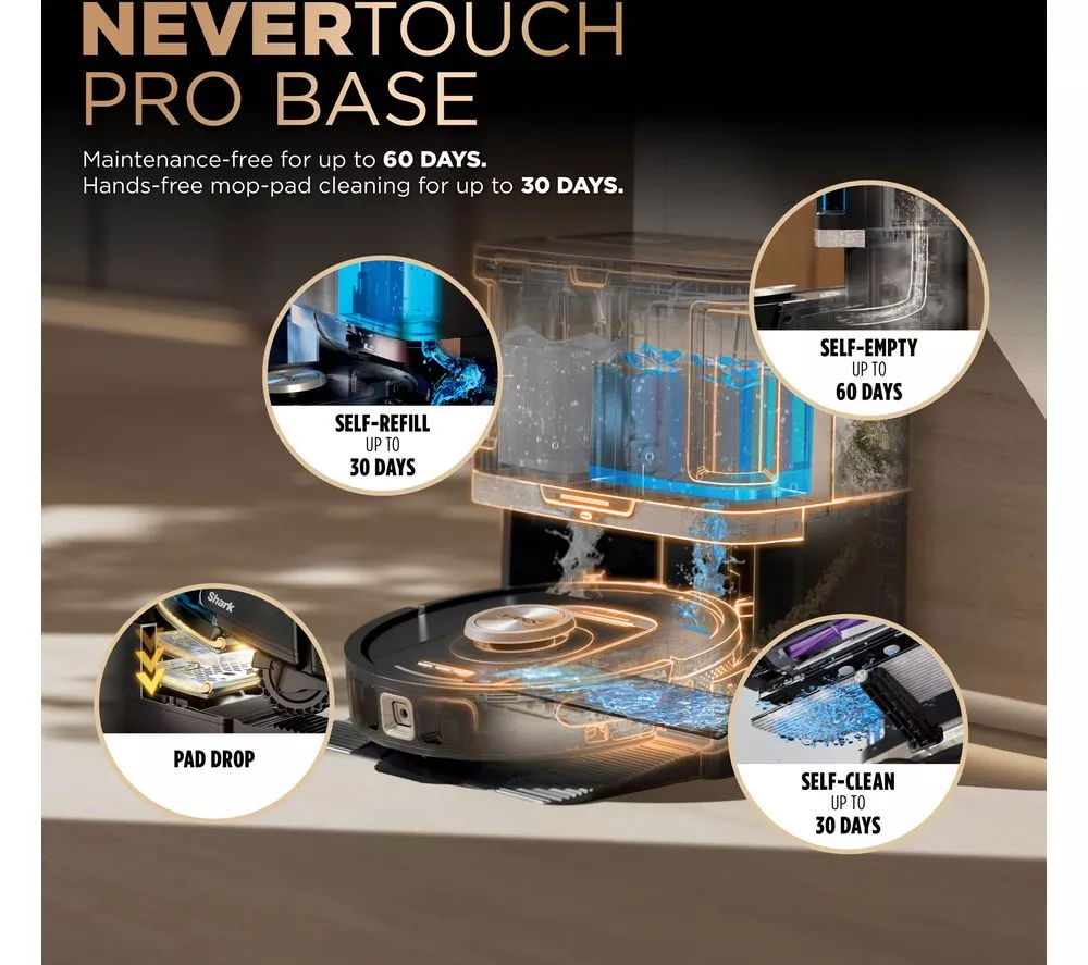 SHARK PowerDetect NeverTouch Pro RV2800ZEUK 2-in-1 Robot Vacuum Cleaner - Black