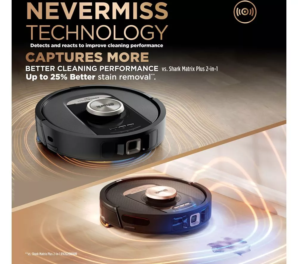 SHARK PowerDetect NeverTouch Pro RV2800ZEUK 2-in-1 Robot Vacuum Cleaner - Black