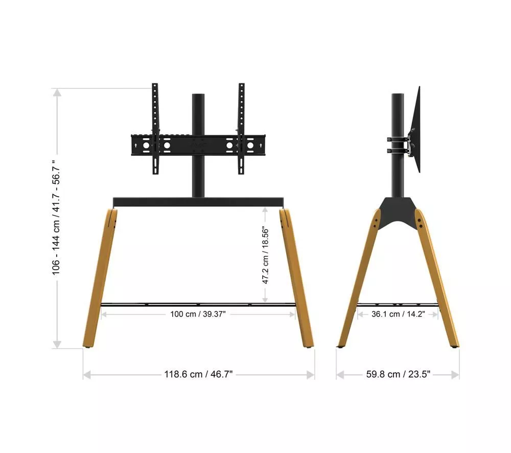 AVF Hoxton Quad FSL1120HOQLWB 1120 mm TV Stand with Bracket - Light Wood & Black