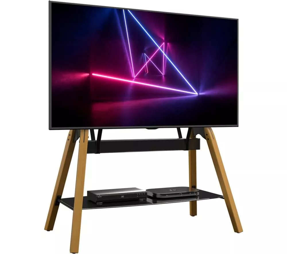 AVF Hoxton Quad FSL1120HOQLWB 1120 mm TV Stand with Bracket - Light Wood & Black