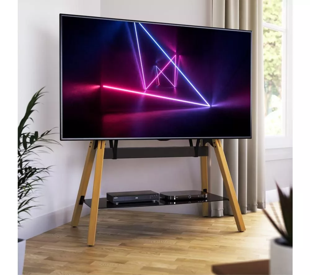 AVF Hoxton Quad FSL1120HOQLWB 1120 mm TV Stand with Bracket - Light Wood & Black