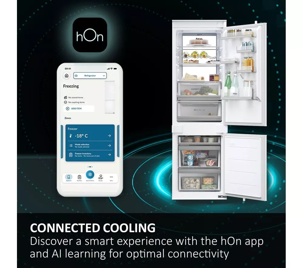 HAIER HBW7518CTK Integrated Smart 70/30 Fridge Freezer - Sliding Hinge