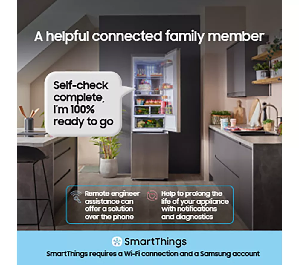 SAMSUNG Bespoke SpaceMax RB38C7AGWS9/EU Smart 70/30 Fridge Freezer - Refined Inox