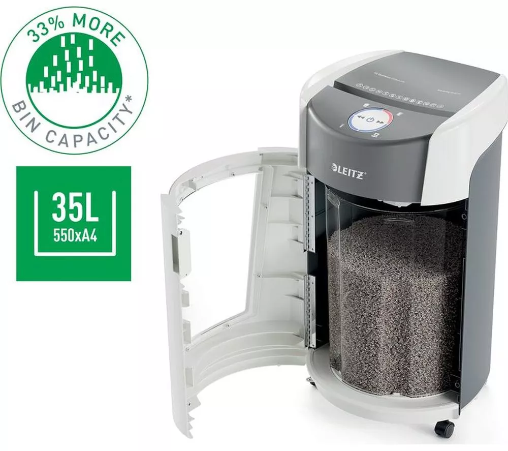 LEITZ IQ OptiMax Office P5 Micro Cut Paper Shredder