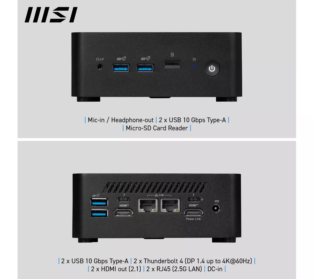 MSI Cubi NUC 13MQG Mini Desktop PC - Intel® Core™ i7, 1 TB SSD, Black