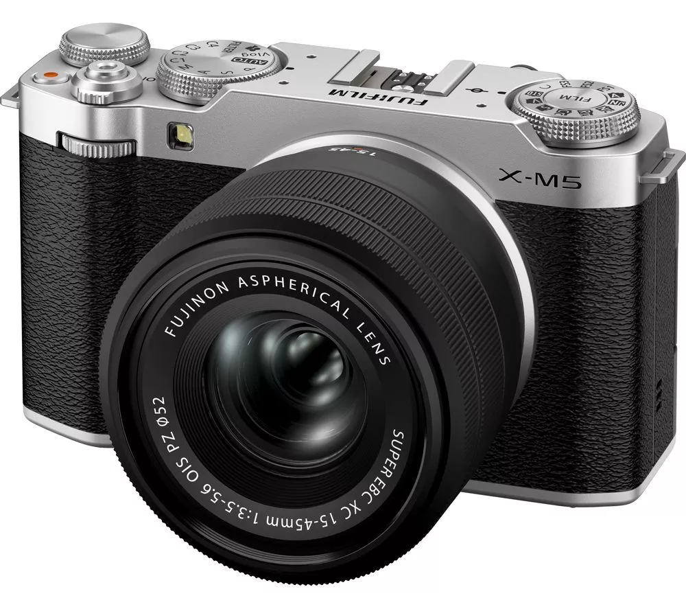 FUJIFILM X-M5 Mirrorless Camera with FUJINON XC 15-45 mm f/3.5-5.6 OIS PZ Lens - Silver