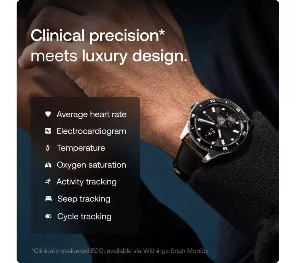 WITHINGS ScanWatch Nova Hybrid Smart Watch - Black, 42 mm