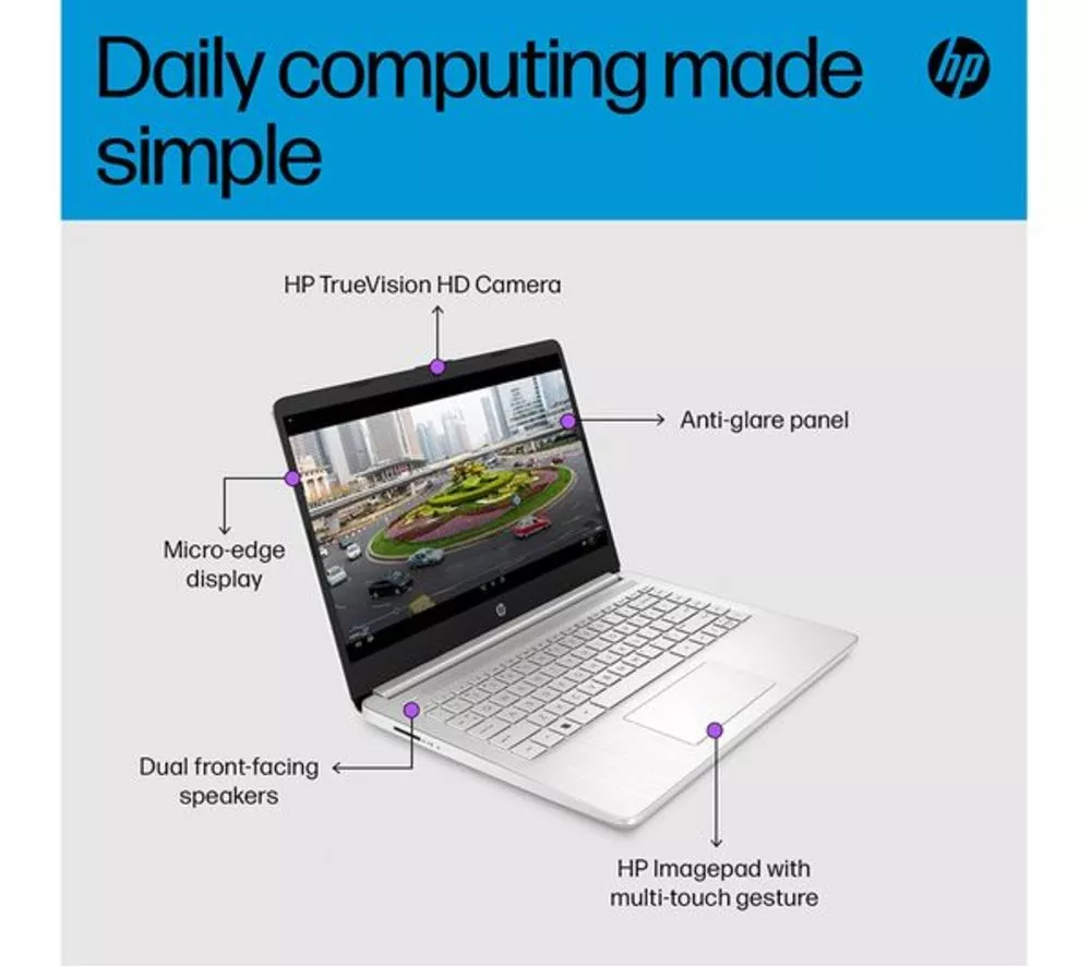 HP 14s-dq5501sa 14" Refurbished Laptop - Intel® Core™ i7, 512 GB SSD, Silver (Excellent Condition)