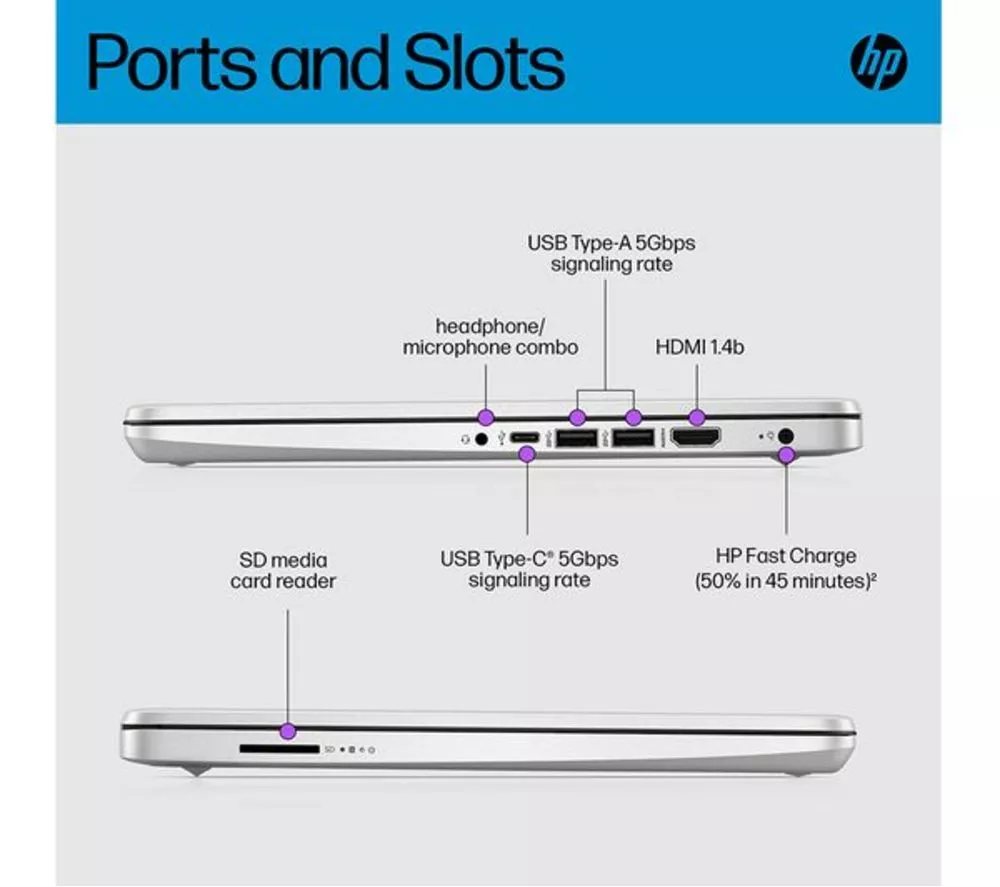 HP 14s-dq5501sa 14" Refurbished Laptop - Intel® Core™ i7, 512 GB SSD, Silver (Excellent Condition)