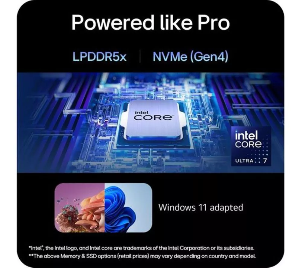 LG gram Pro 16 16Z90SP-K.AA78A1 16" OLED Refurbished Laptop - Intel® Core™ Ultra 7, 1 TB SSD, Black (Very Good Condition)
