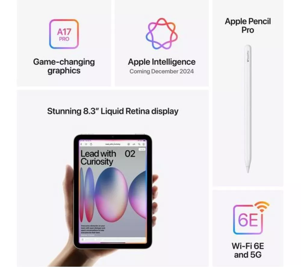 APPLE 8.3" iPad Refurbished mini Cellular (2024) - 512 GB, Space Grey (Very Good Condition)
