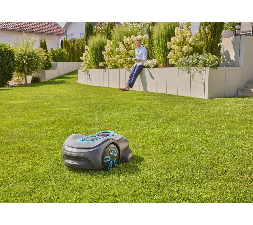 GARDENA Smart SILENO Free Cordless Robot Lawn Mower - Black & Blue