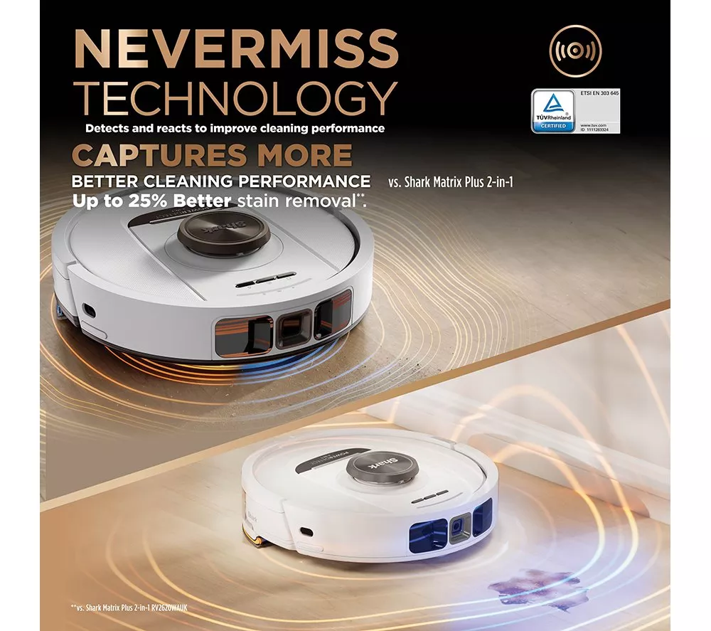 SHARK PowerDetect NeverTouch Pro RV2800ZEUKWH 2-in-1 Robot Vacuum Cleaner - White