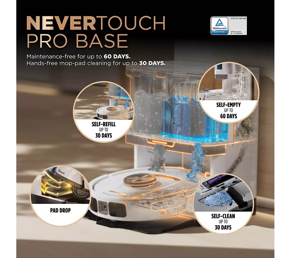 SHARK PowerDetect NeverTouch Pro RV2800ZEUKWH 2-in-1 Robot Vacuum Cleaner - White