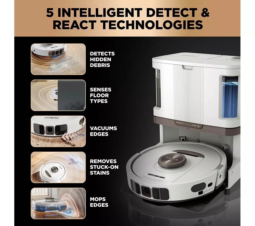 SHARK PowerDetect NeverTouch Pro RV2800ZEUKWH 2-in-1 Robot Vacuum Cleaner - White