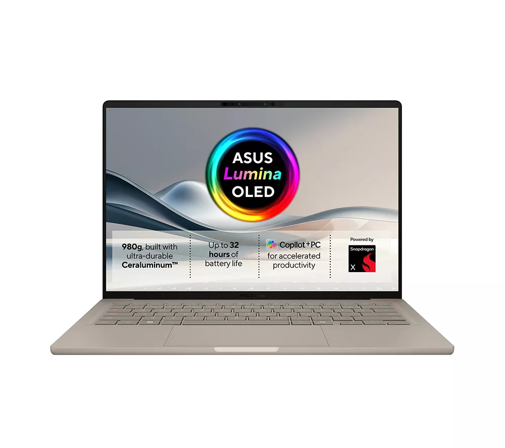 ASUS Zenbook A14 UX3407QA 14" Laptop, Copilot+ PC – Snapdragon X, 512 GB SSD, Beige