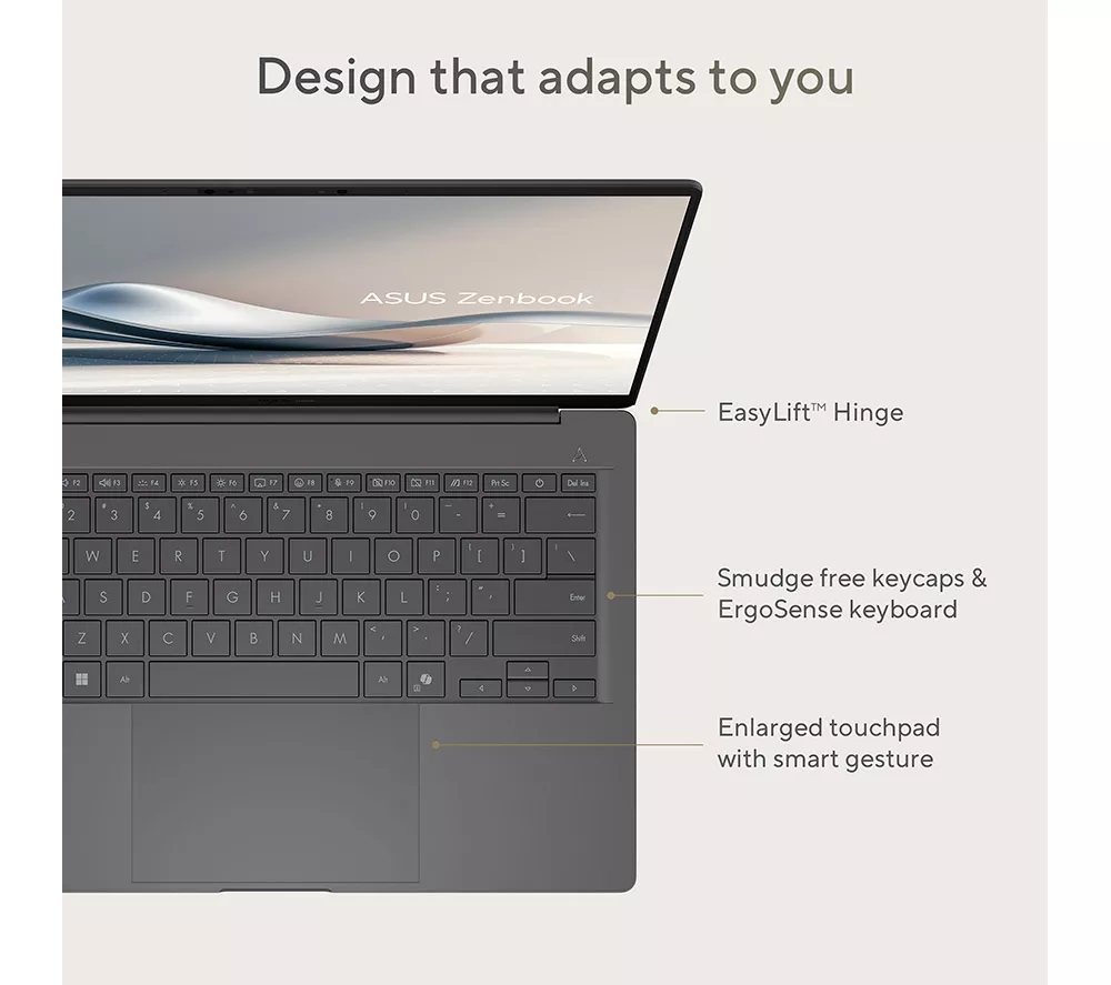 ASUS Zenbook A14 UX3407QA 14" Laptop, Copilot+ PC – Snapdragon X, 512 GB SSD, Beige