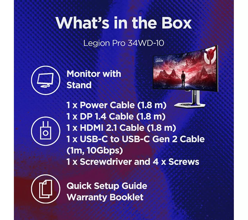 LENOVO Legion Pro 34WD-10 Quad HD 34" OLED Gaming Monitor - White