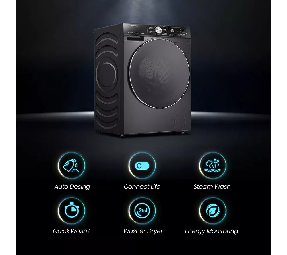 HISENSE 5S Series Auto Dosing WD5S1045BB WiFi-enabled 10.5 kg Washer Dryer - Black